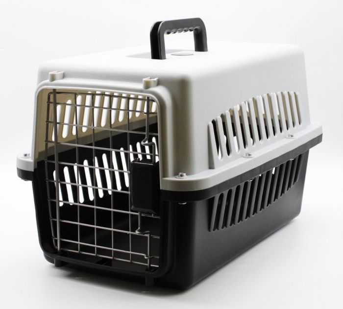 Переноска IATA з металевими дверима сіро-чорна до 30 кг (67x47x46 см)