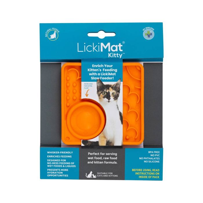 Лизальний килимок антистрес для кошенят LickiMat Kitty Orange