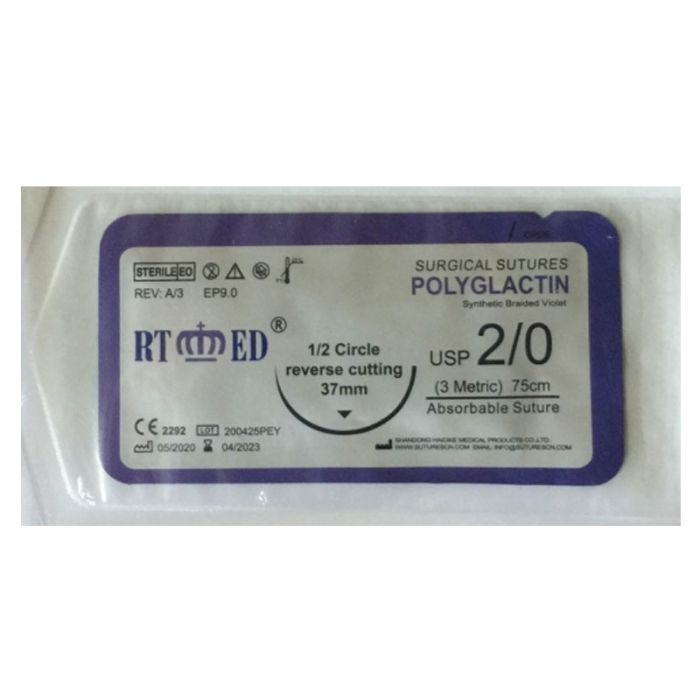 ПГЛА-шовна нитка з ріжучою голкою USP 20 (EP 3) 37мм 1  2круга, 75см 