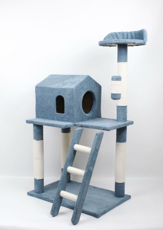 Когтеточка для кішки будинок + Драбинка джут Біла нитка  