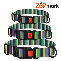 Нашийник URBAN для собак нейлоновий з пластиковою пряжкою смужка фіолетово-Салатовий ширина 25мм  Обхват шиї 35-45см