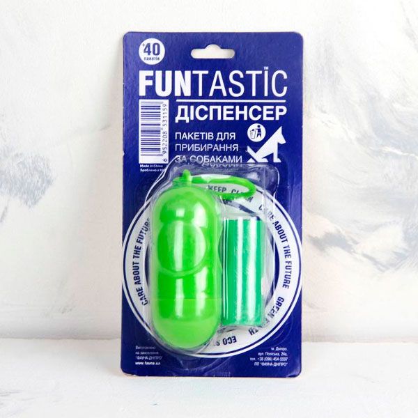 Диспенсер з пакетами для фекалій 2 рулони x 20 пакетів на блістері салатовий 