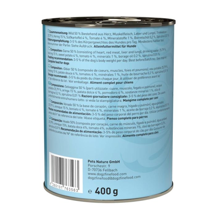 Вологий корм для собак Dogz Finefood No.12 дичина та оселедць 400 г