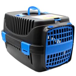 Переноска PET Plastart 1 пластик 49х33х40 см Чорно-синя