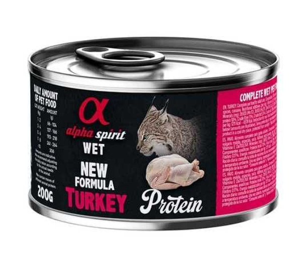 Вологий корм Alpha Spirit Turkey Complete для дорослих котів, з індичкою, 200 г AS TurkeyКонсерва дкотів АС Торкі Едалт Кет 200г  1247