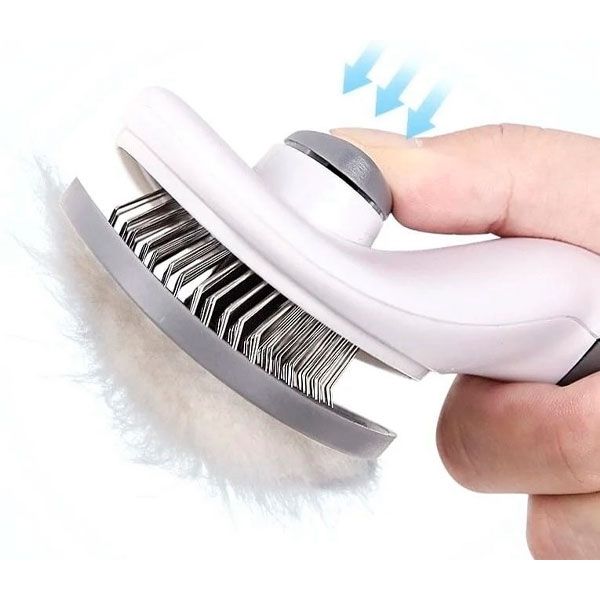 Пуходерка з кнопкою овал Сlean сіра, 12 см 