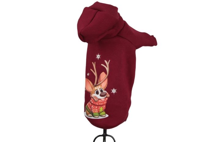 Олень світшот для собак дівчаток трикотаж на флісі Бордо XS
