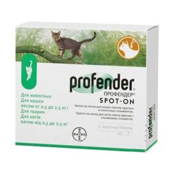 Профендер краплі для кішок 2 шт емодепсид, празиквантел Байєр 0.5-2.5 кг