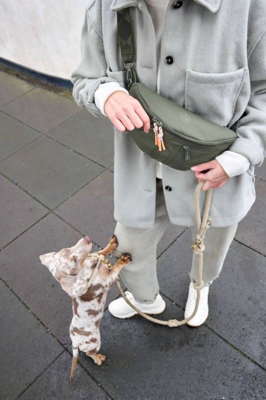 Поясна сумка-бананка для ласощів та аксесуарів собак Palopa Emma Оливковий