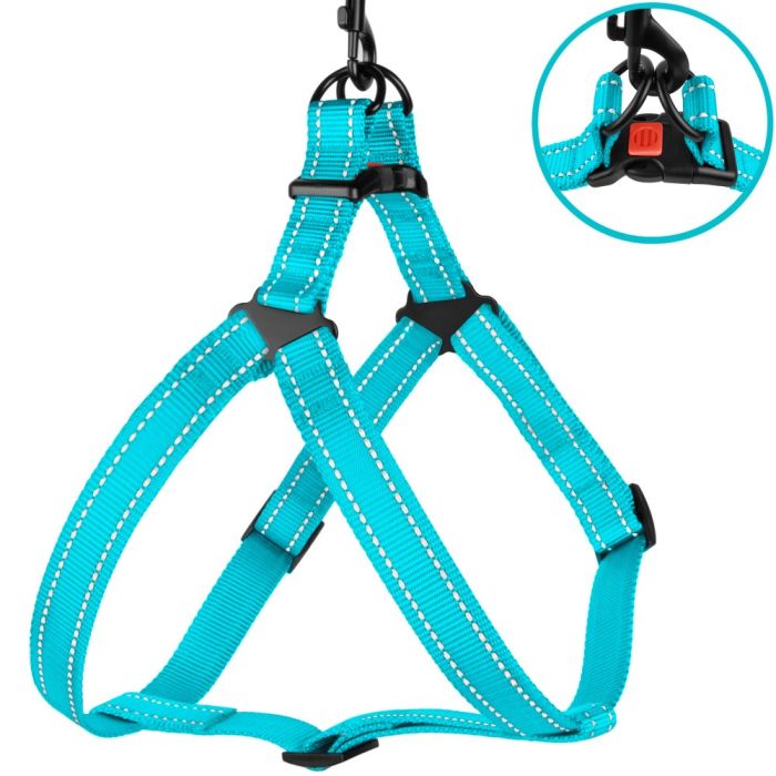 Шлея для собак BronzeDog 16мм (40-53 см) блакитна пластиковий фастекс 1222 70Т 