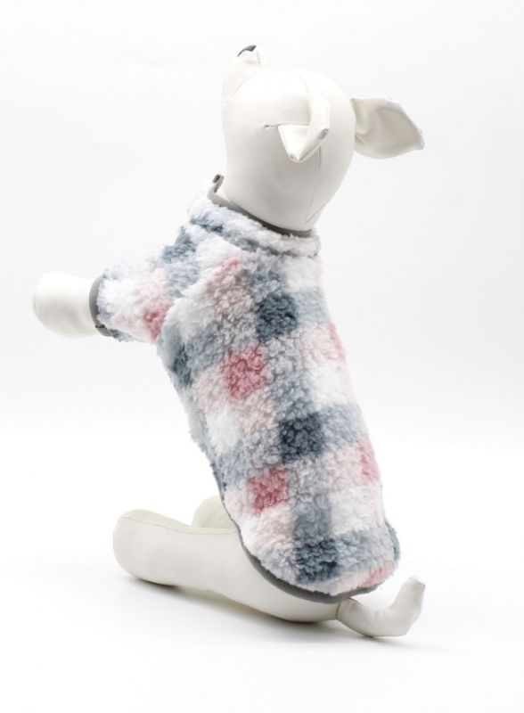 Кофта Клітинка рожева овчина S2