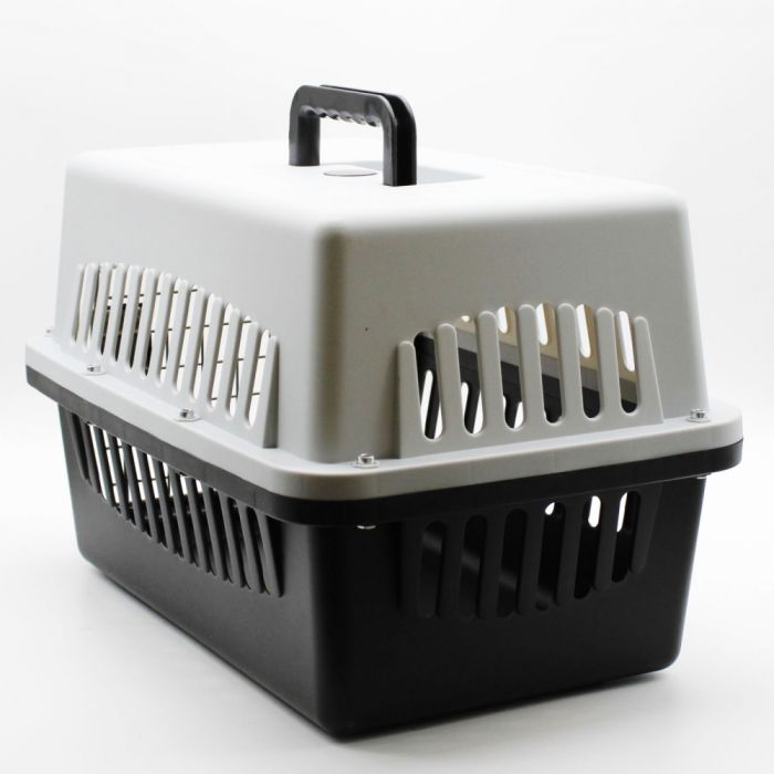 Переноска IATA з металевими дверима сіро-чорна до 30 кг (67x47x46 см)