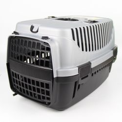 Переноска для тварин 1 Пластикова 49х33х40 см Чорно-сіра