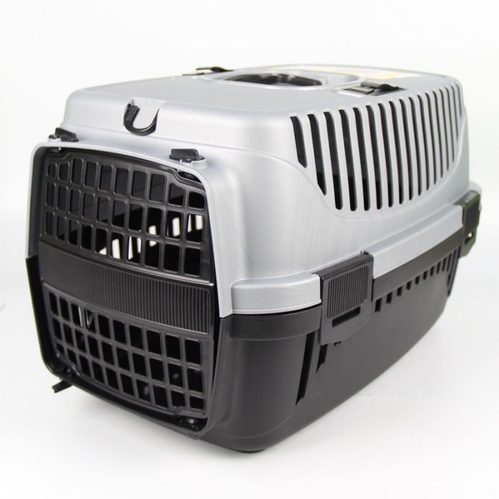 Переноска для тварин 1 Пластикова 49х33х40 см Чорно-сіра