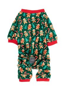 Піжама для собак FuzzYard Jolly Gingerbread & Canes Зелений 1