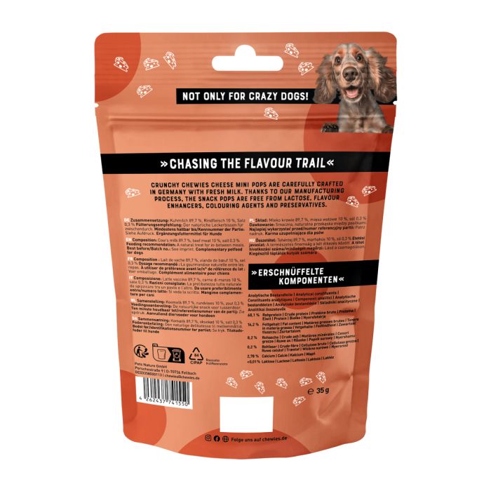 Сирні хрусткі сушені кубики для собак Chewies KasePops Яловичина 35 г