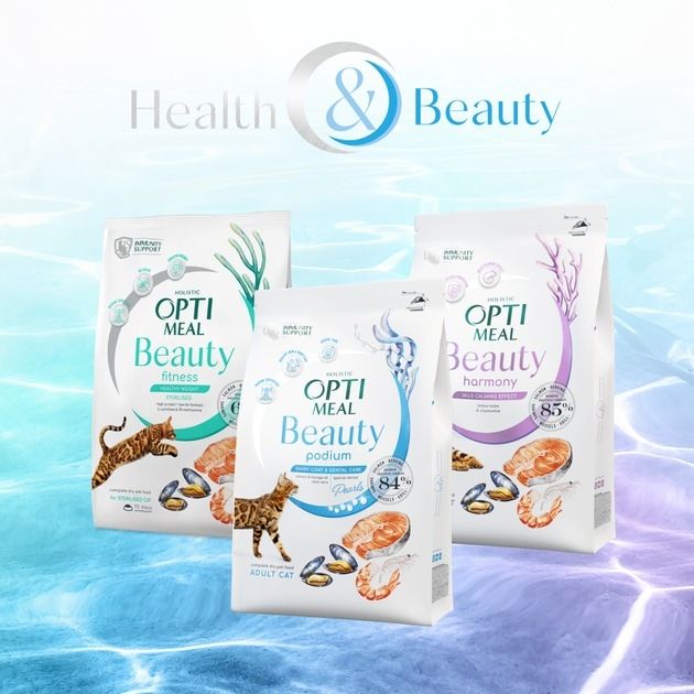 Акція-30 Optimeal Beauty Fitness із морепродуктами для стерилізованих кішок 1.5 кг 