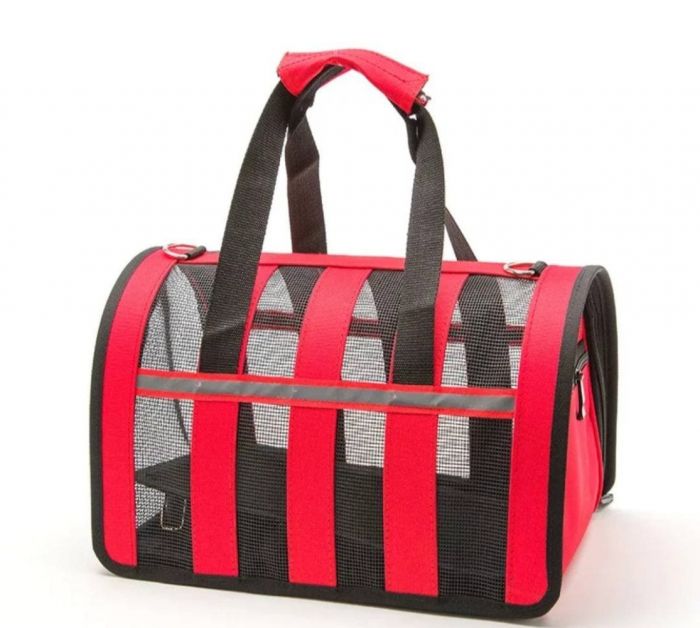 Сумка-переноска для тварин з сіткою 40х25х22 см M Червоний