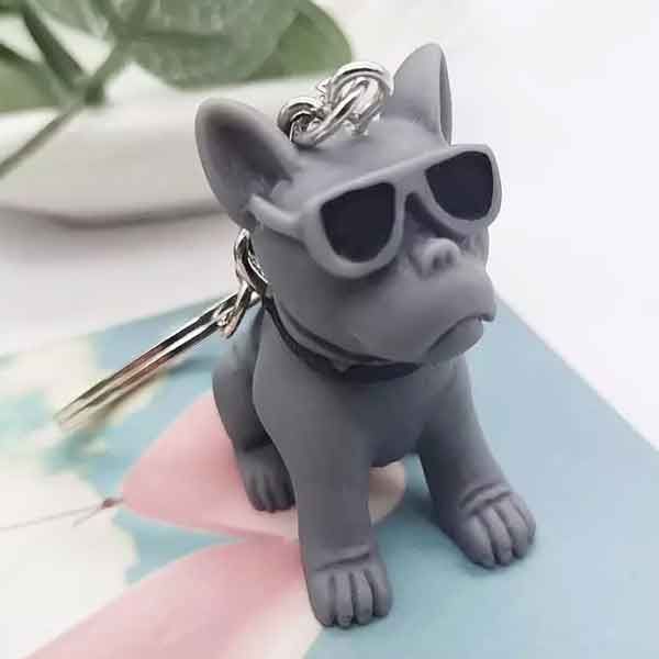 Брелок Бульдог в окулярах Сірий