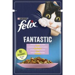 АКЦІЯ Felix Fantastic вологий корм для кішок з фореллю та зеленими бобами 85 г 