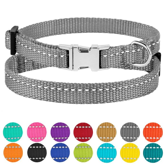 Нашийник для собак BronzeDog Сірий Металевий фастекс 10мм (18-28 см) 1311 31Т 