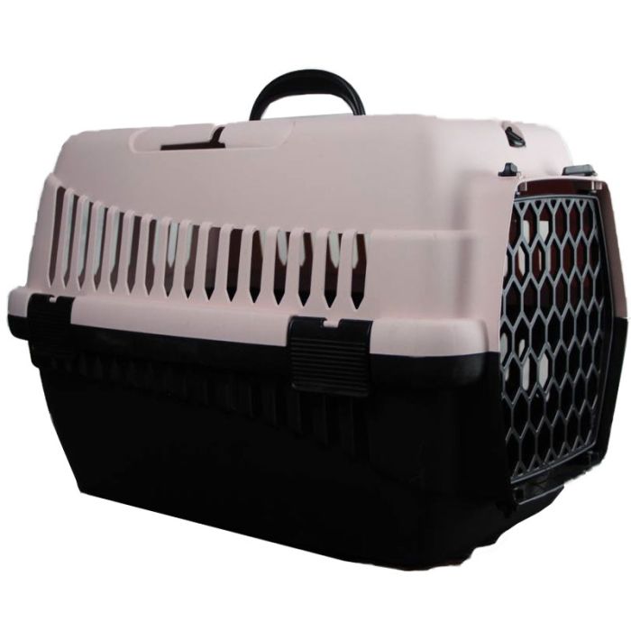Переноска для тварин Пудрово-чорна пластик 49х32х35 см до 5 кг