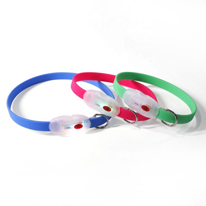 Нашийник плоский м 55 см миготливий плоский CTY-017-1 Трояндовий