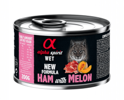 Вологий корм Alpha Spirit Ham with Melon для дорослих котів, з шинкою та динею, 200 г AS Ham with melon Консерва дкотів АС Хем виз Мелон  Едалт Кет 200г 0660