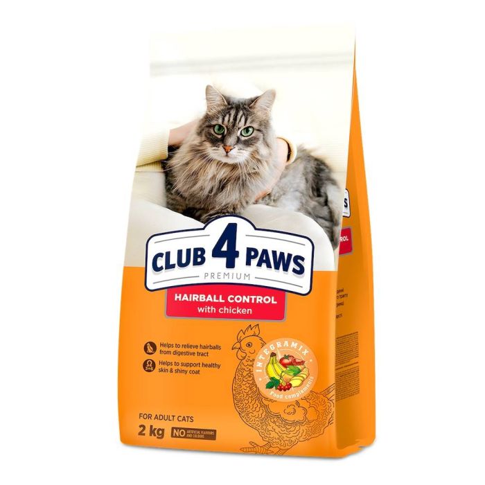 Акція-18 Club 4 paws Hairball (Клуб 4 лапи) Корм для виведення вовни у котів 2 кг 