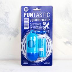 Диспенсер з пакетами для фекалій 2 рулони x 20 пакетів на блістері блакитно-синій 