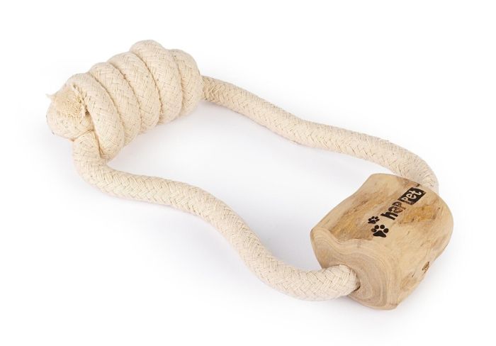 Іграшка Жувальна з кавового дерева з бавовняним канатом 40x7 см