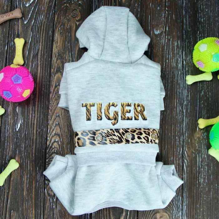 Тигр комбінезон для собак дівчаток трикотаж на флісі S