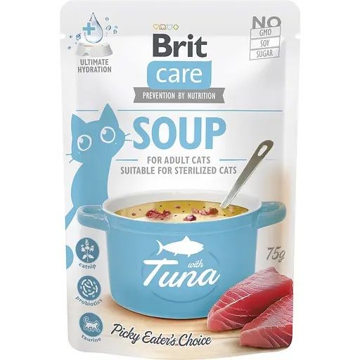 Вологий корм Brit Care Soup для кішок із тунцем 75 гр. 