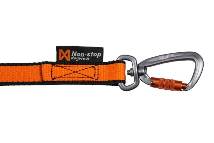 Повідець-спарка для собак Bungee leash double Non-stop dogwear Чорний/Помаранчевий