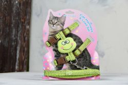 Комплект бардачка, шолом з повідцем для кішки салатова Обєм грудей 29-43 см