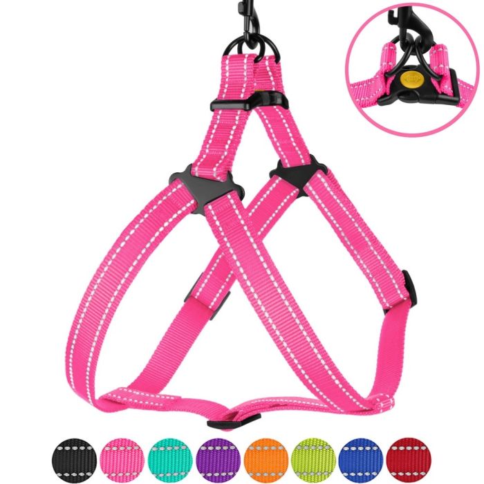 Шлея ACTIVE нейлонова зі світловідбиванням рожева 16мм Обхват Груди 40-53см