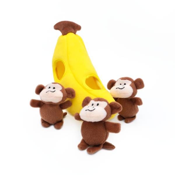 М'яка іграшка для собак мавпочка та банан ZippyPaws Zippy Burrow Monkey 'n Banana з пищалкою