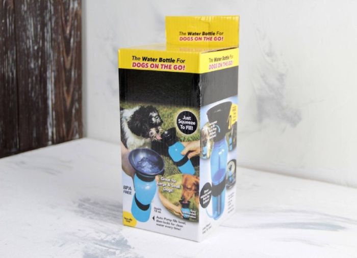 Дорожня поїлка Pet Bottle 500 мл, з тарілкою сіра 