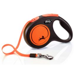 Рулетка для собак Neon M 5м  25кг стрічка Оранжевий