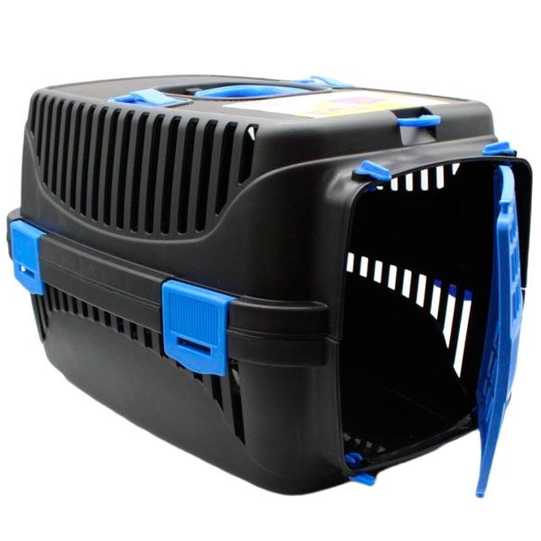 Переноска PET Plastart 1 пластик 49х33х40 см Чорно-синя