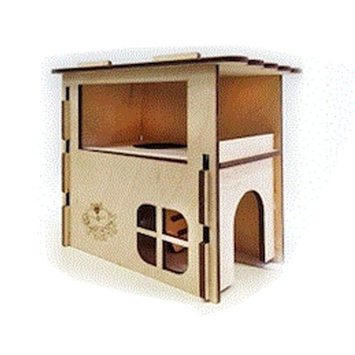 Будиночок для гризунів 2 2х поверховий з драбинкою 141016 см 