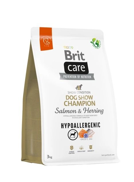 Brit Care Dog Hypoallergenic Dog Show Champion Сухий корм для виставкових собак з лососем та оселедцем, 3 кг 