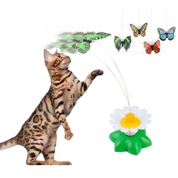Інтерактивна іграшка для котів Метелик на батарейках Салатова