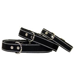 Нашийник для собак, подвійний капроновий, чорний 44-59 см