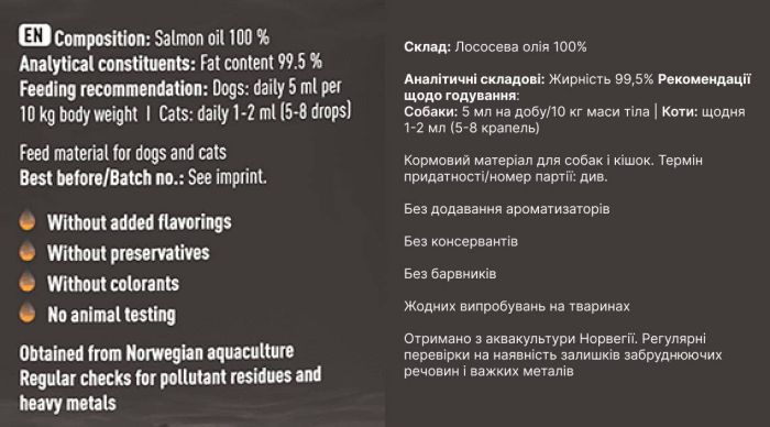 Лососева олія для собак та котів Pets Nature Salmon Oil 500 мл