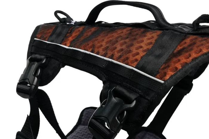 Подовжена шлейка для собак Rock harness long Non-stop dogwear Чорний/Помаранчевий XL