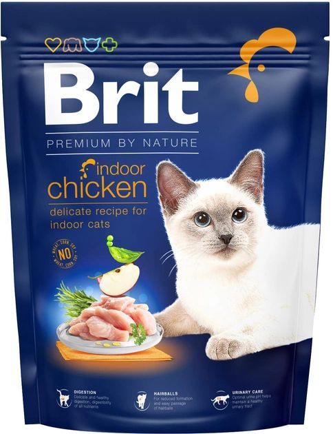 Brit Premium by Nature Cat Indoor для дорослих кішок, що мешкають у приміщенні з куркою 800 гр