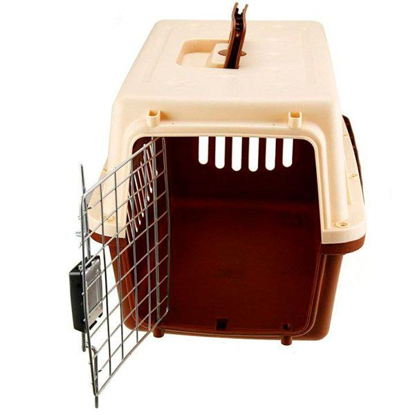 Переноска IATA з металевими дверима коричнево-бежева до 50 кг (91x66x68 см)