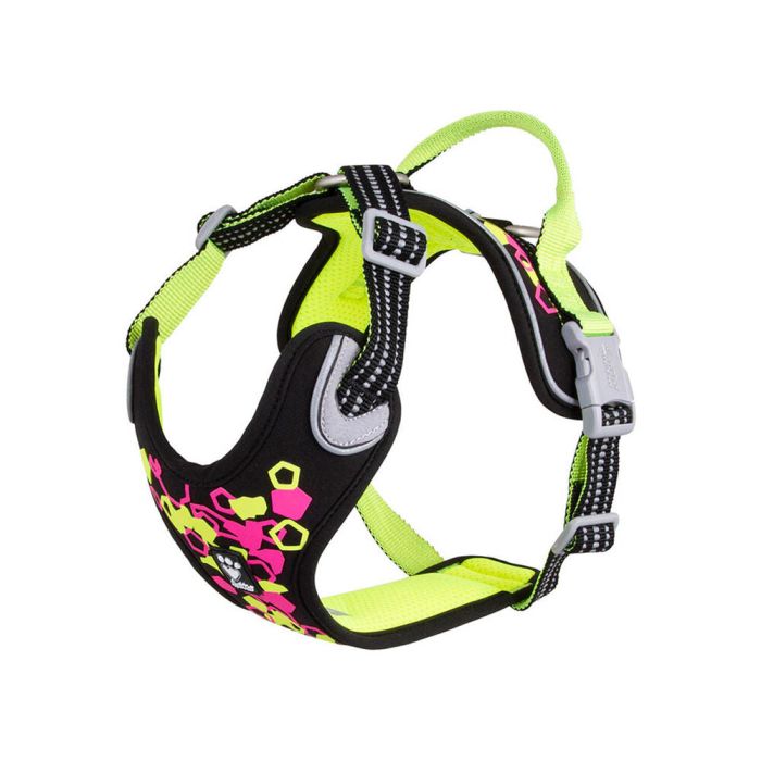Шлейка пом'якшена для собак Hurtta Weekend Warrior Neon Harness II ECO Лакрична 75-100