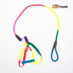 Шлея і повідець комплект 2,013-20100 круглий шнур, ручка петля кольором веселки 